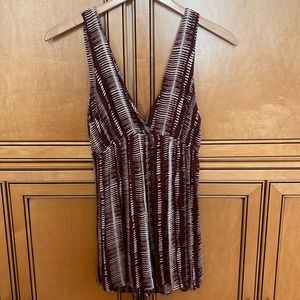 Womens Romper - Burgundy and Beige